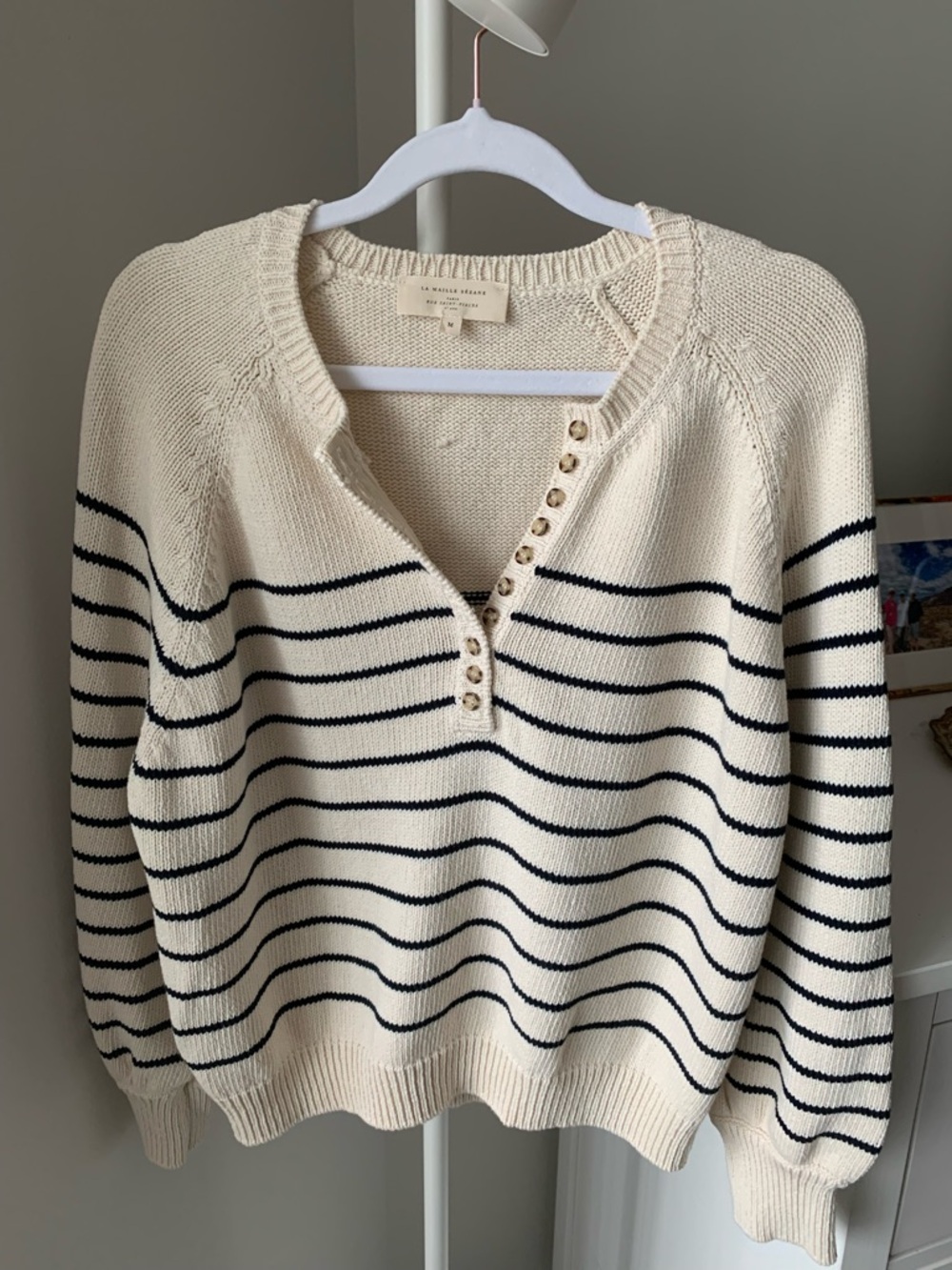 Sezane Leontine Knit Henley Sweater
